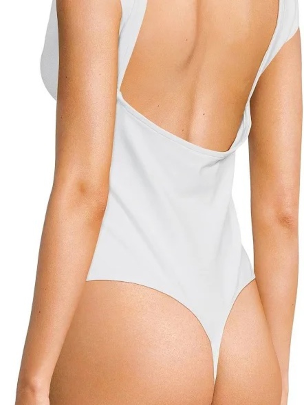 Le Lis Ribbed White Scoop-Back Bodysuit